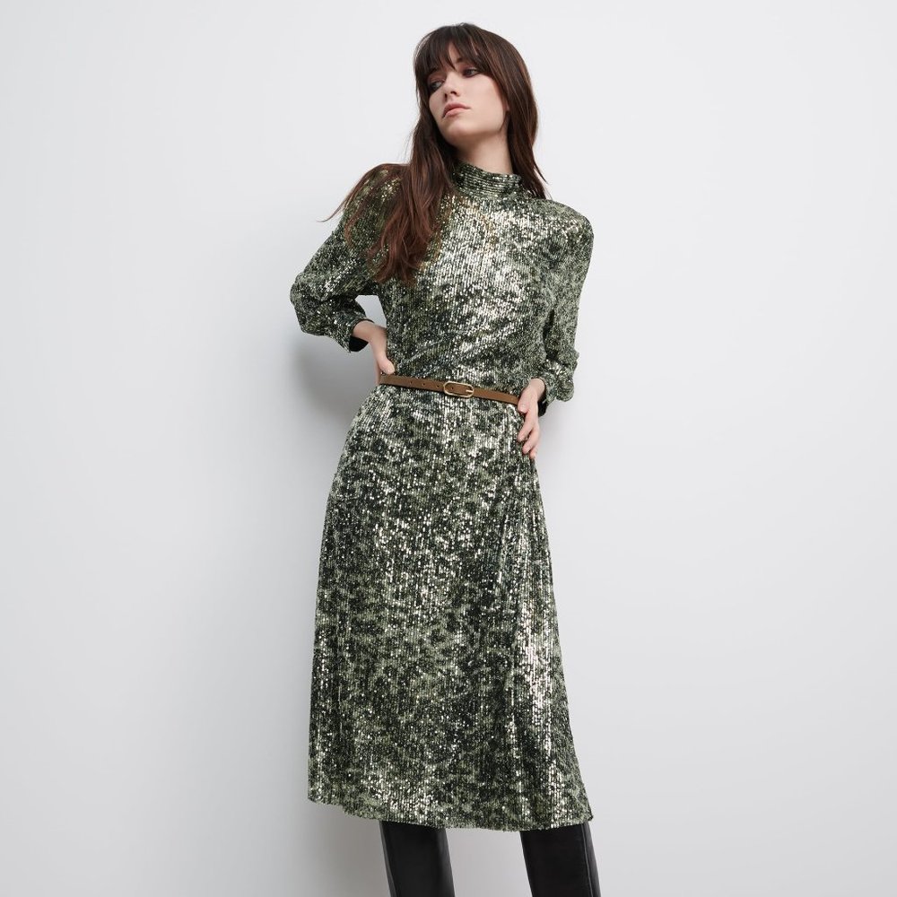 ZARA Sequined Midi Dress with Belt